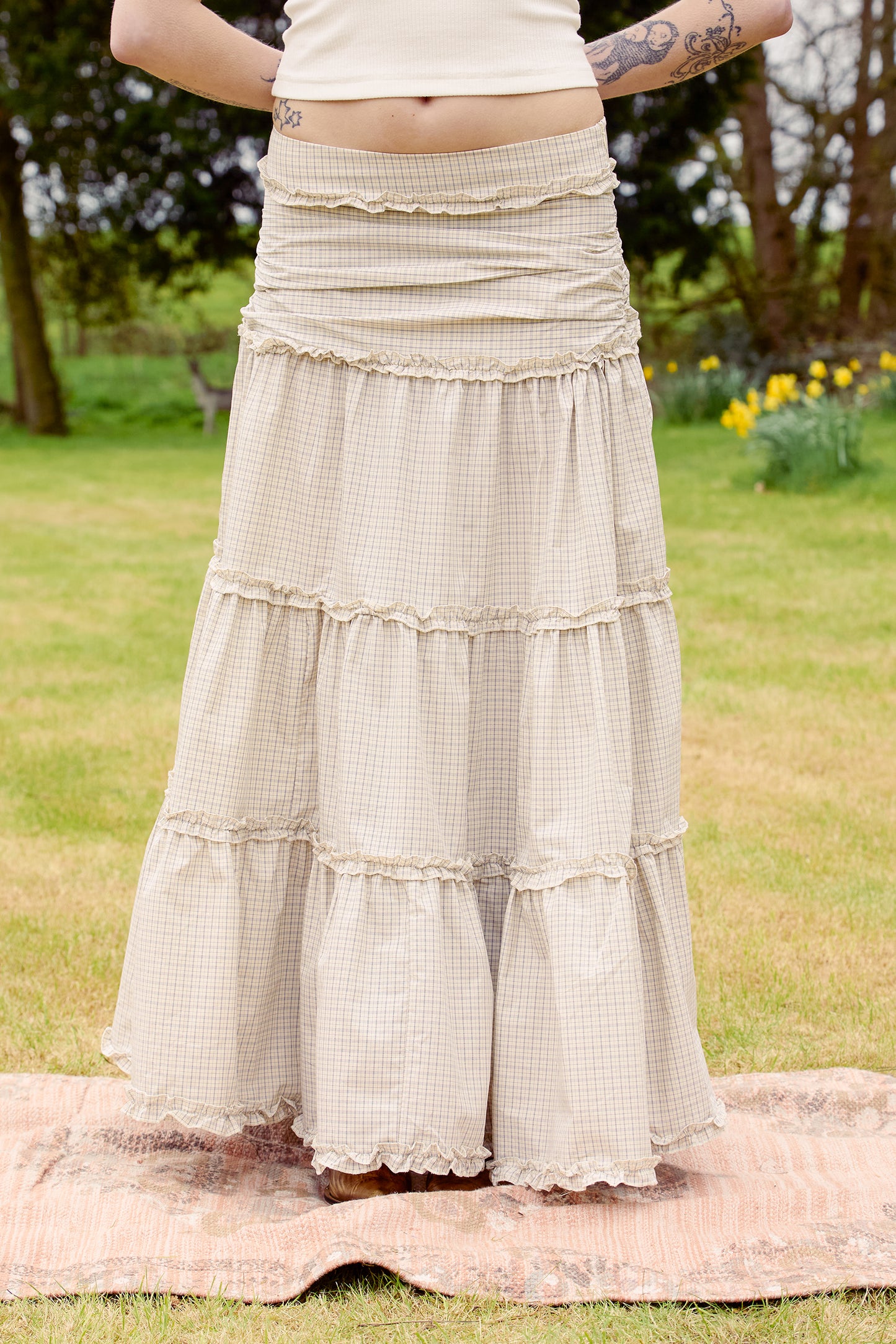Dew Check Maxi Skirt