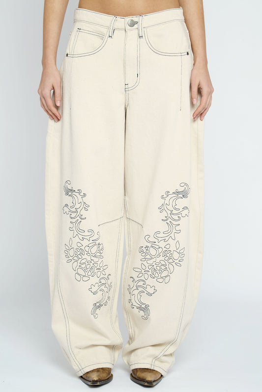 Faye Embroidered Denim Jeans