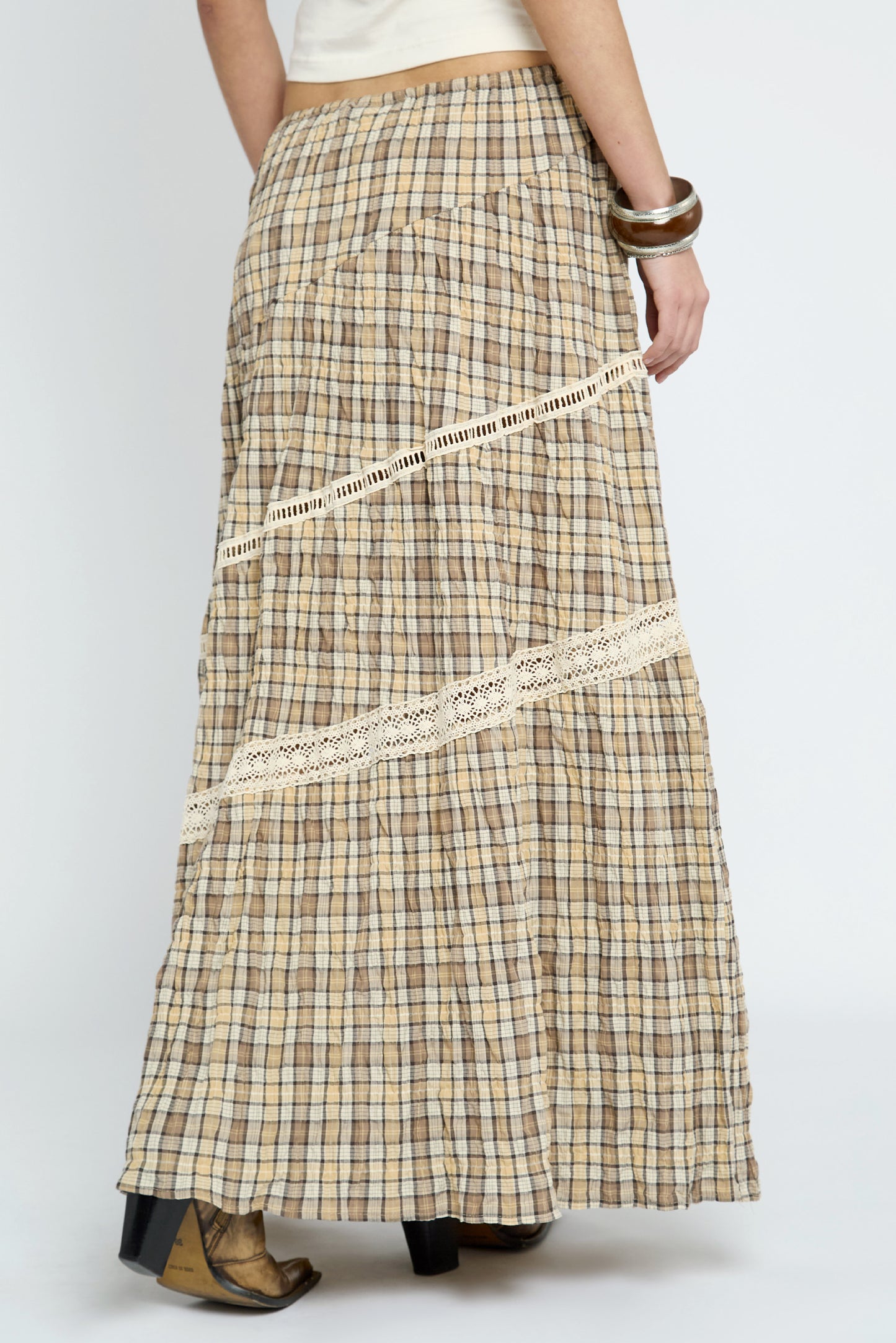 Clove Check Maxi Skirt