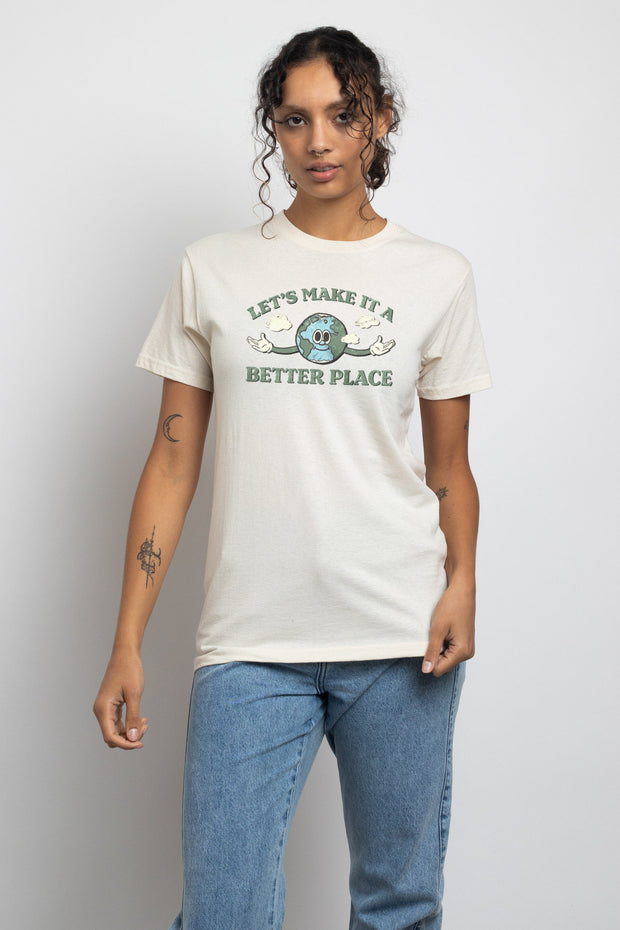 Daisy Street Relaxed T-Shirt with Make A Better Place Print