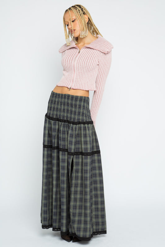 Sable Check Maxi Skirt