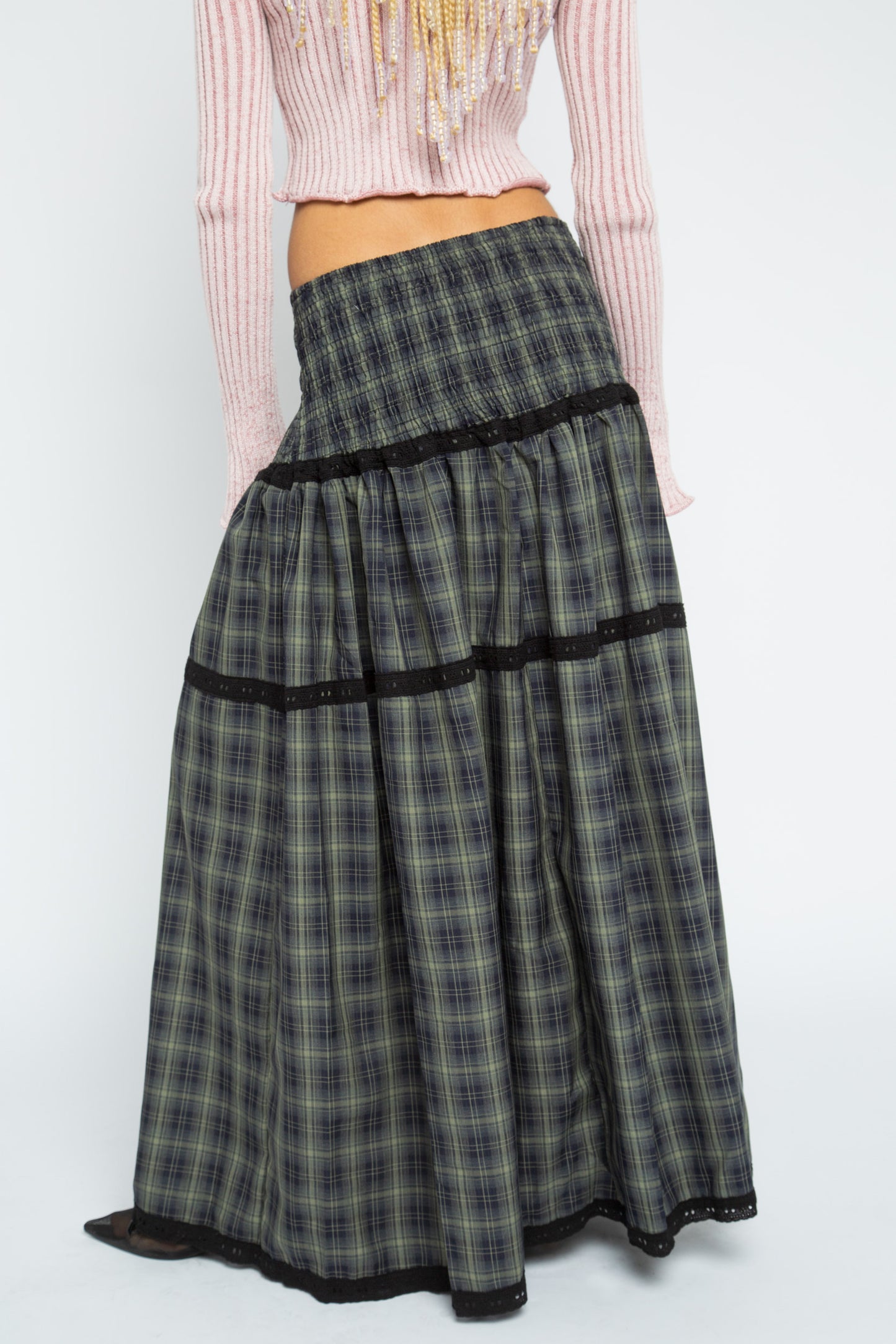 Sable Check Maxi Skirt