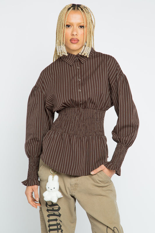 Dash Shirred Waist Shirt