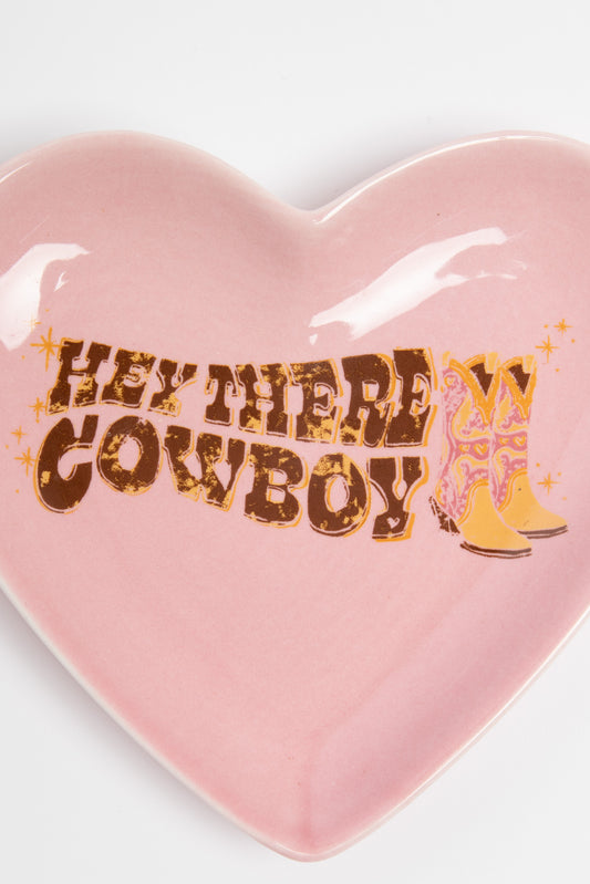 Heart Trinket Tray With Cowboy Print
