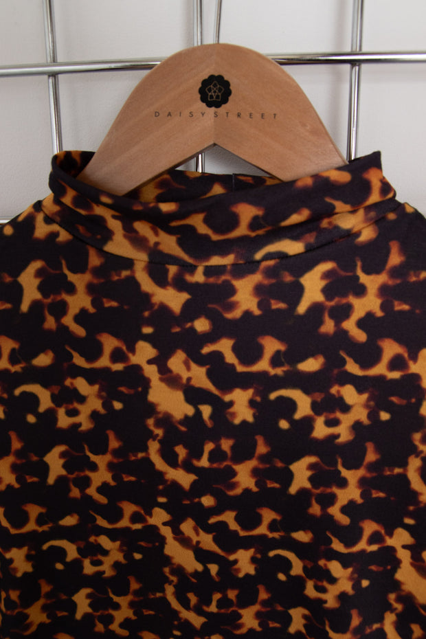 Daisy Street High Neck Top In Leopard Print