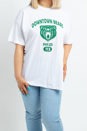 Daisy Street Relaxed T-Shirt in Green Downtown Print