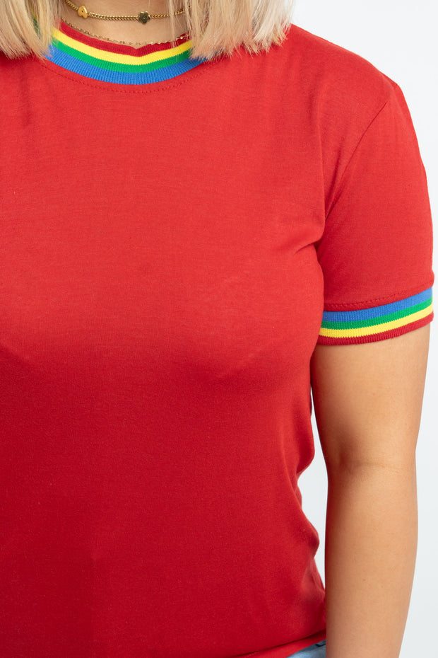 Daisy Street Rainbow Ringer T-shirt