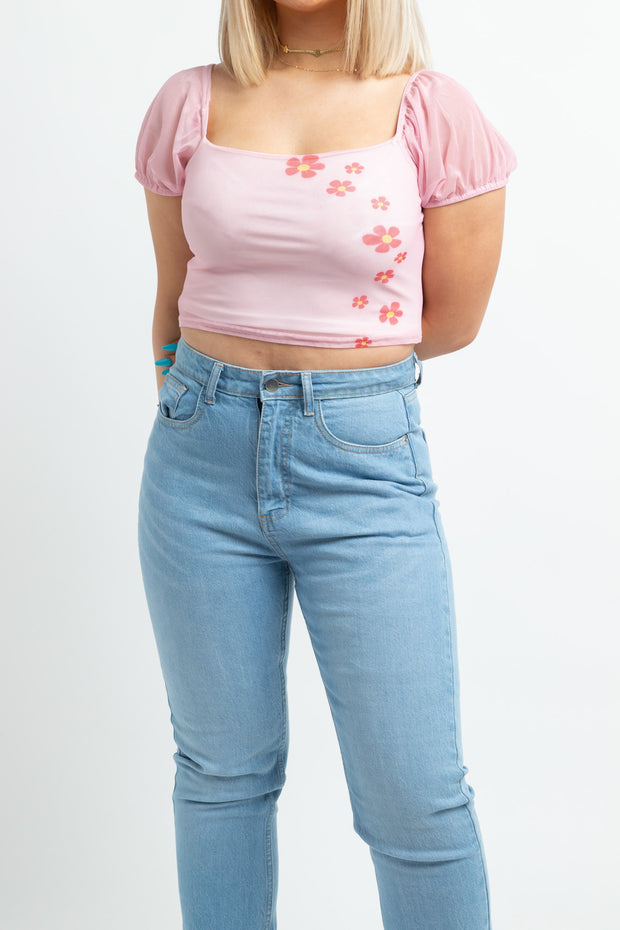 Tammy Girl Mesh Top with Flowers