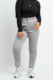 Daisy Street Tailored Trousers in Stone Grey With Heart Print