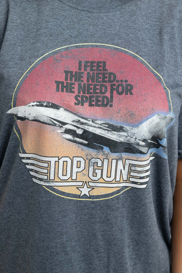 Daisy Street Top Gun Licensed T-Shirt in Grey
