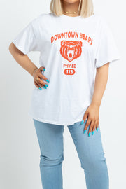 Daisy Street Relaxed T-Shirt in Red Downtown Print