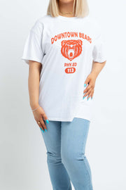 Daisy Street Relaxed T-Shirt in Red Downtown Print