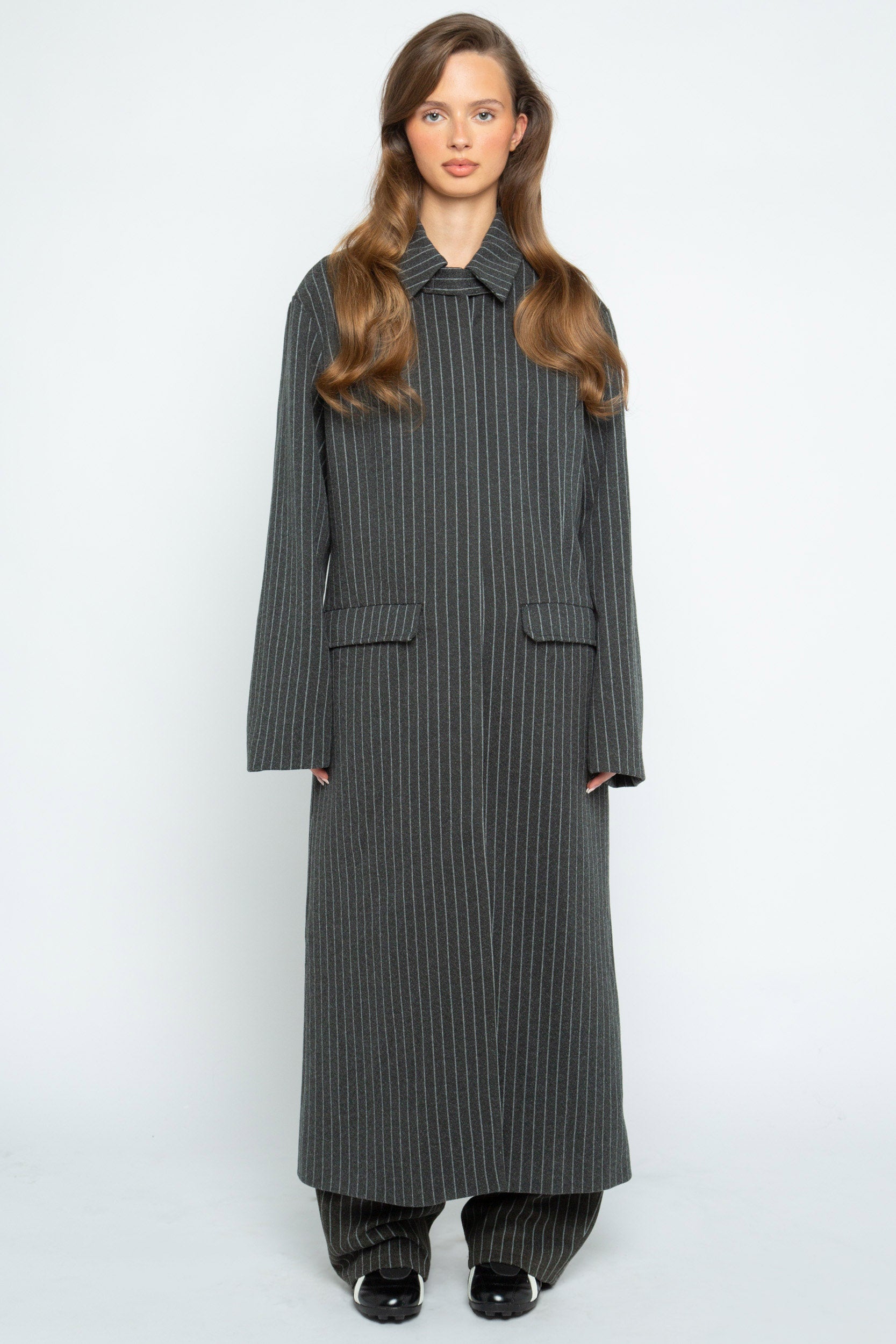 Nova Tailored Pinstripe Coat – Daisy Street