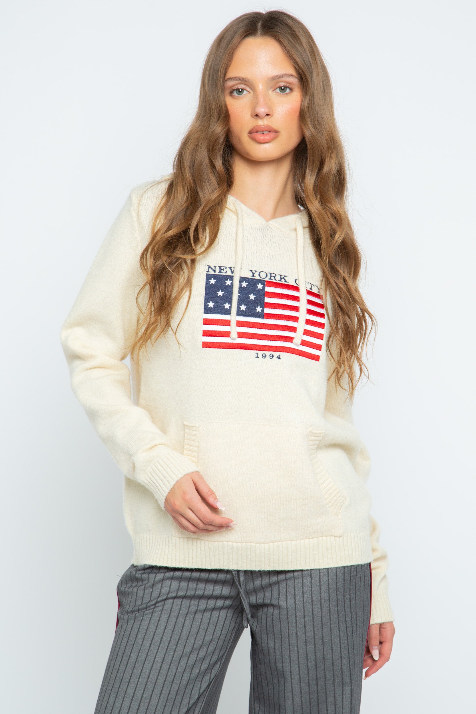 Suki Flag Applique Hoodie – Daisy Street Suki Flag Applique Hoodie – Daisy Street