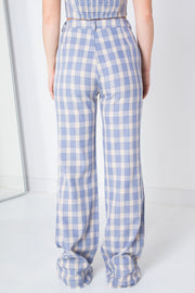 Daisy Street Straight Leg Flared Trousers in Check Print