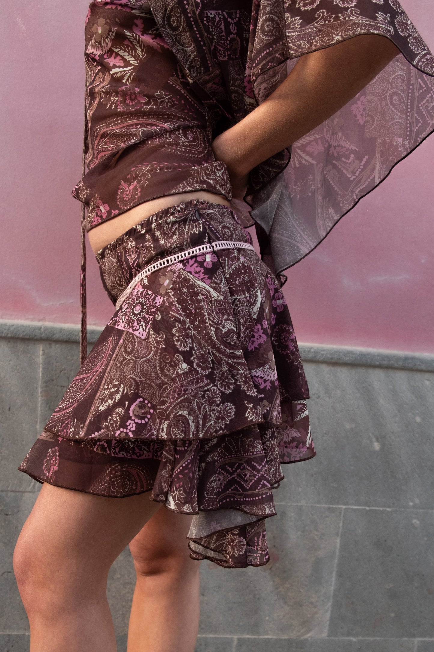 Emma Jean x Daisy St. Brown Asymmetric Paisley Skirt