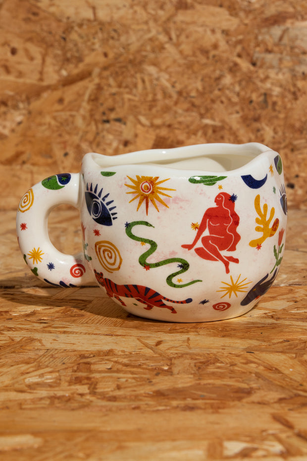 Daisy Street Wobbly Mug With Celestial Print