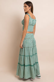 Daisy Street Mid Rise Gingham Tiered Maxi