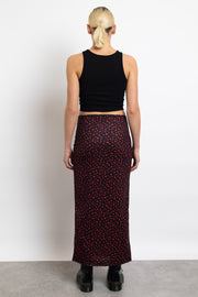 Daisy Street Knitted Midi Skirt in Ditsy Red Floral