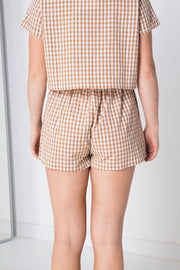 Daisy Street Gingham Shorts in Brown