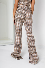 Daisy Street High Waisted Trousers In Beige Gingham