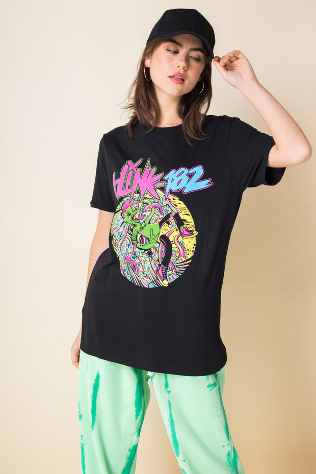 Daisy Street Relaxed T-Shirt with Blink 182 Print