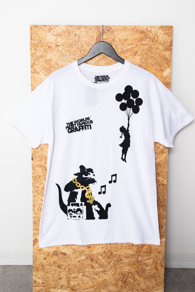 DSTRCT Relaxed T-Shirt with Banksy Rat Balloon Print