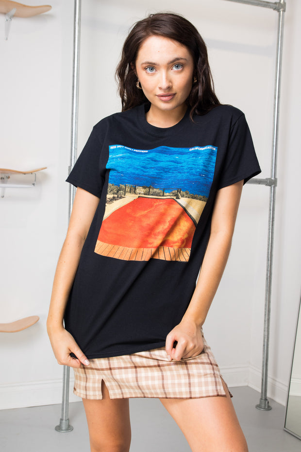 Daisy Street Relaxed T-Shirt with Red Hot Chili Peppers Print