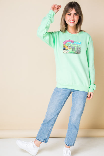 Daisy street oversized sweatshirt with los angeles embroidery in retro stripe Clearance