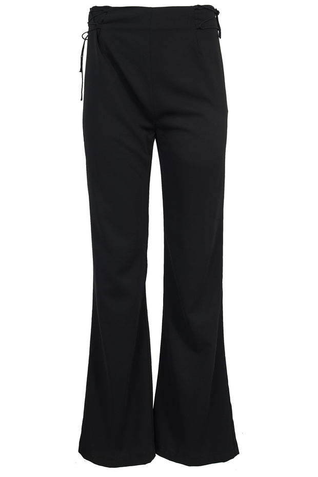 Heartbreak Fit and Flare Trousers with Lace Up Sides in black