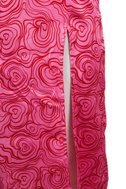 Heartbreak Satin Cami Midi Dress With Side Split In Pink Swirl Print