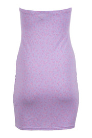 Heartbreak Bandeau Jersey Mini Dress In Lilac Ditsy Floral Print