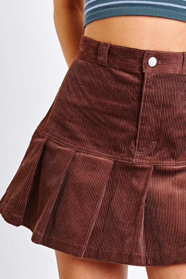 Daisy Street Pleated Cord Skirt