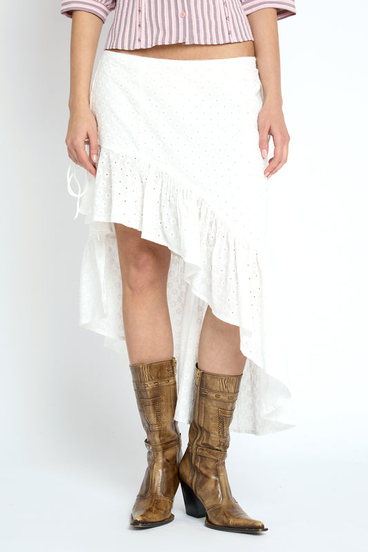 Lovelace Ruffle Midi Skirt