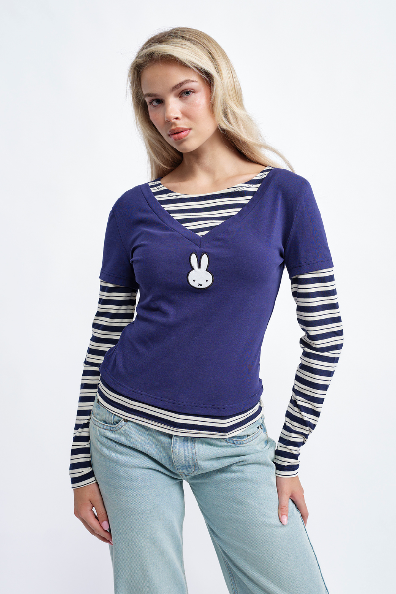 Miffy x Daisy St. Double Layer Navy Top