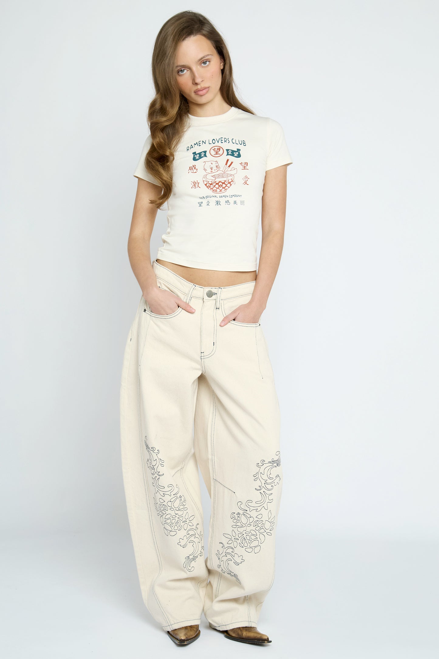 Faye Embroidered Denim Jeans