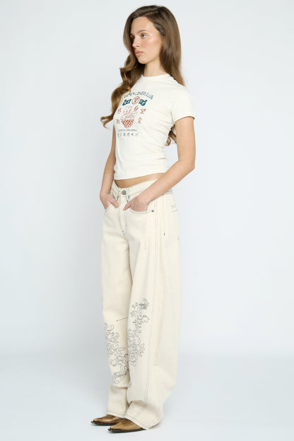 Faye Embroidered Denim Jeans