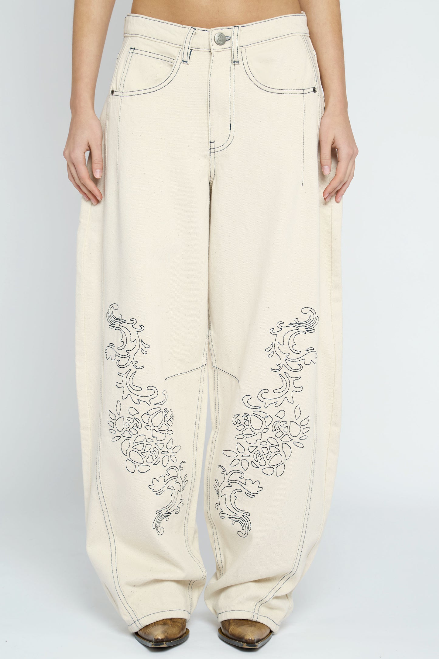 Faye Embroidered Denim Jeans