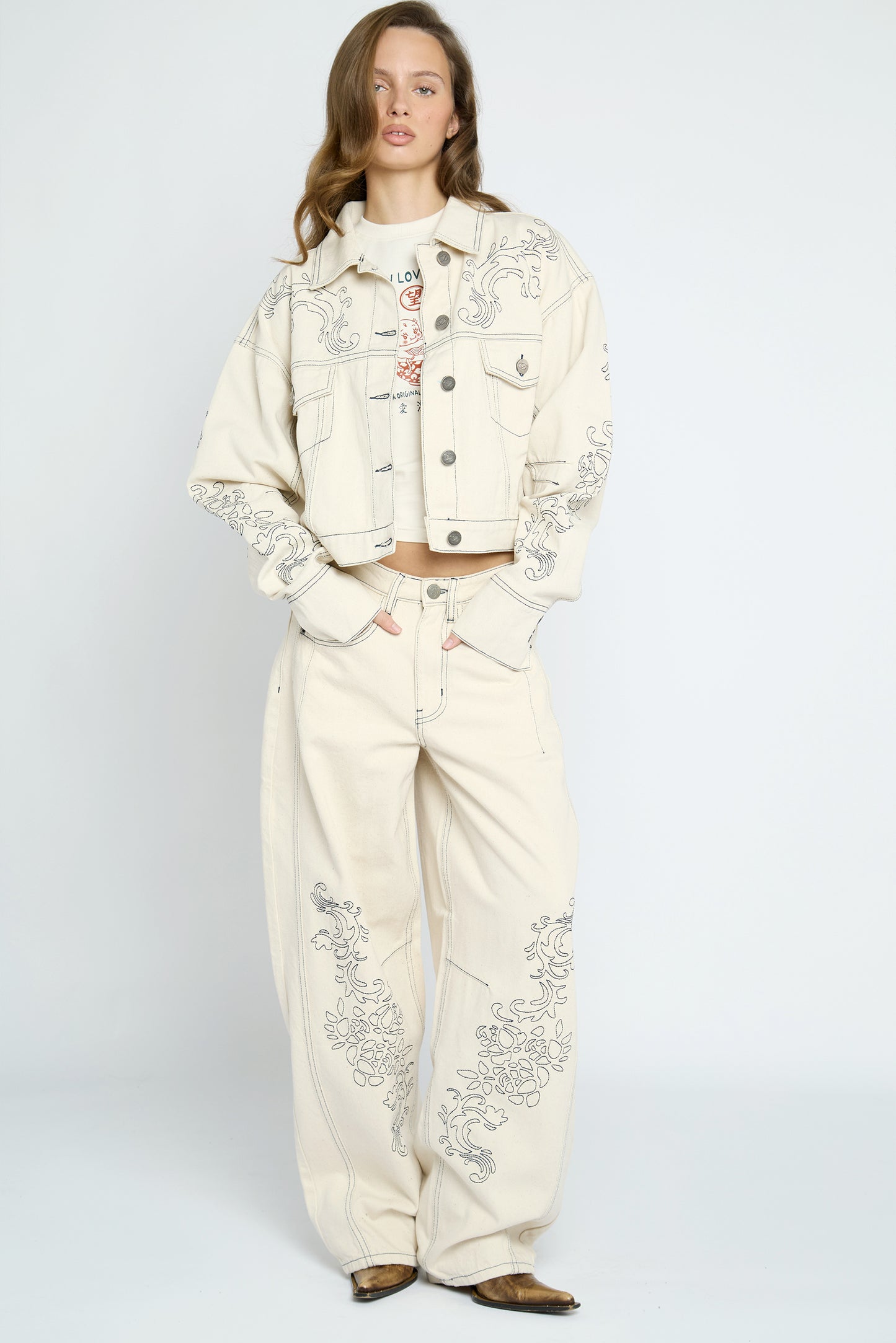 Faye Embroidered Denim Jeans