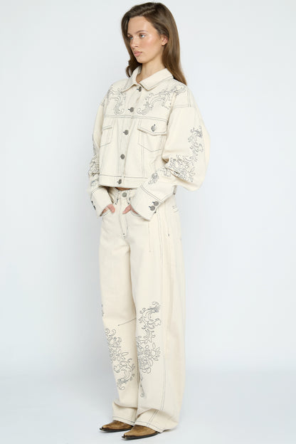Faye Embroidered Denim Jeans