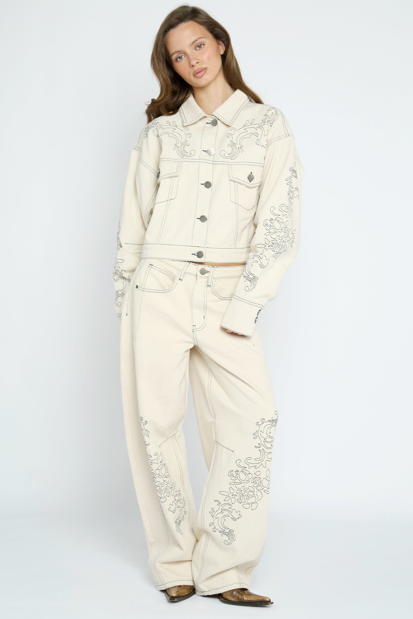 Faye Embroidered Denim Jacket