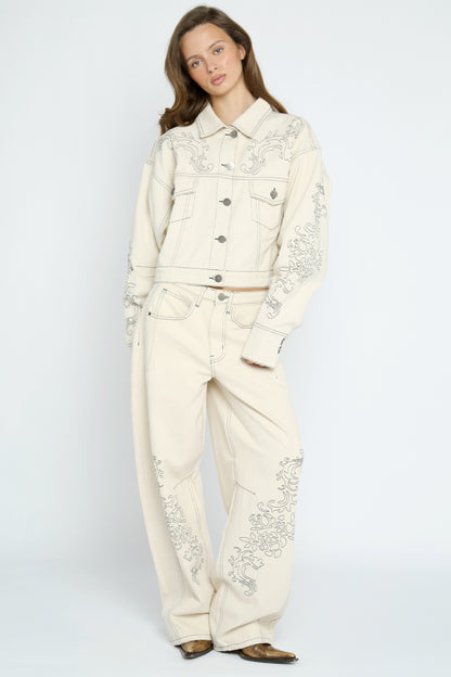 Faye Embroidered Denim Jacket