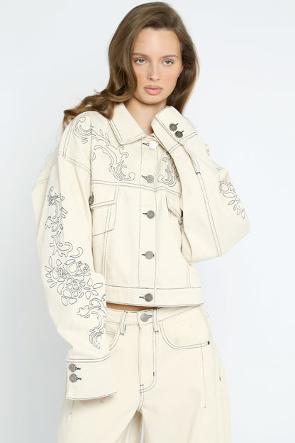 Faye Embroidered Denim Jacket