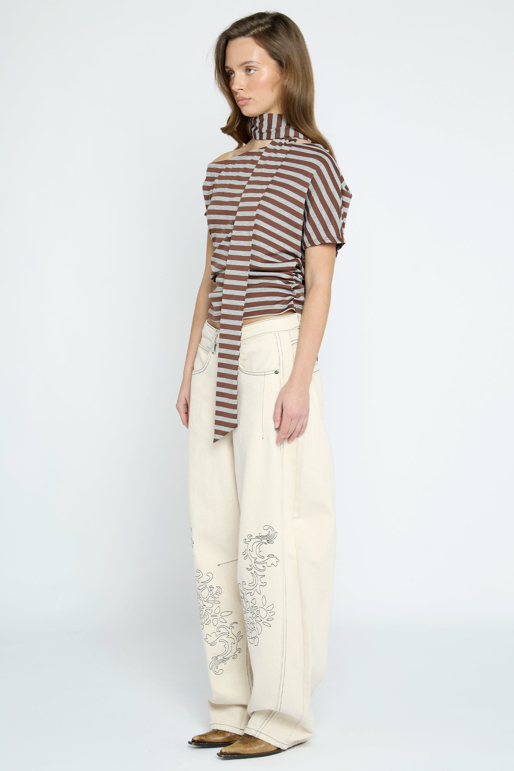 Whipp Asymmetric Stripe Top & Scarf – Daisy Street