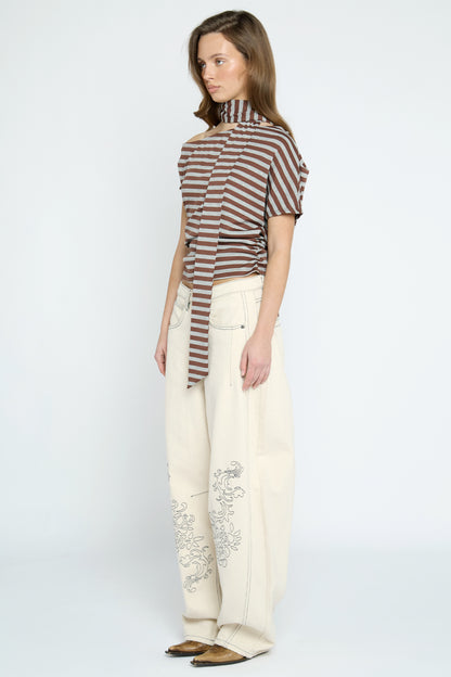 Whipp Asymmetric Stripe Top & Scarf