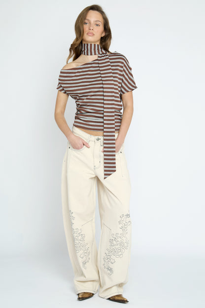 Whipp Asymmetric Stripe Top & Scarf