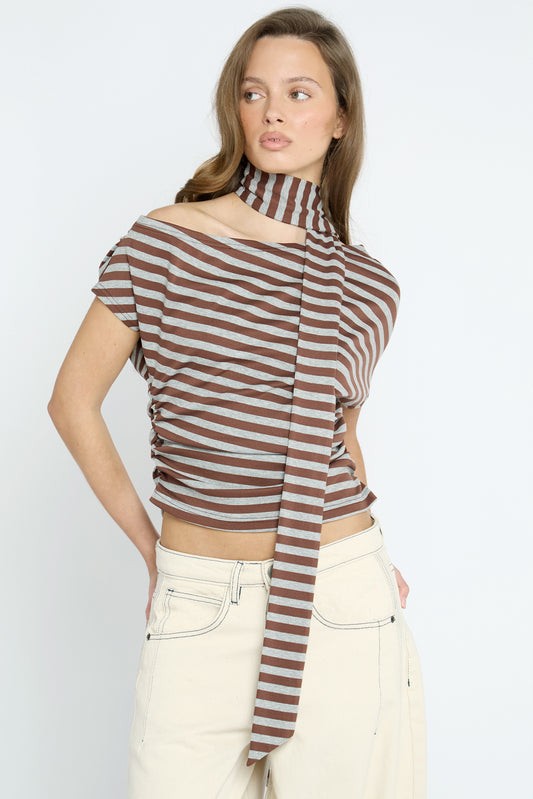 Whipp Asymmetric Stripe Top & Scarf