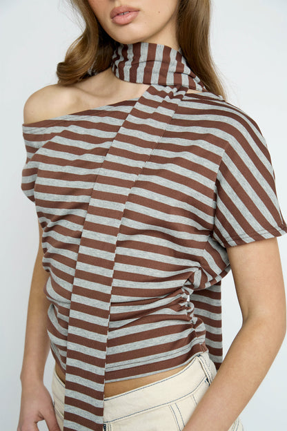 Whipp Asymmetric Stripe Top & Scarf