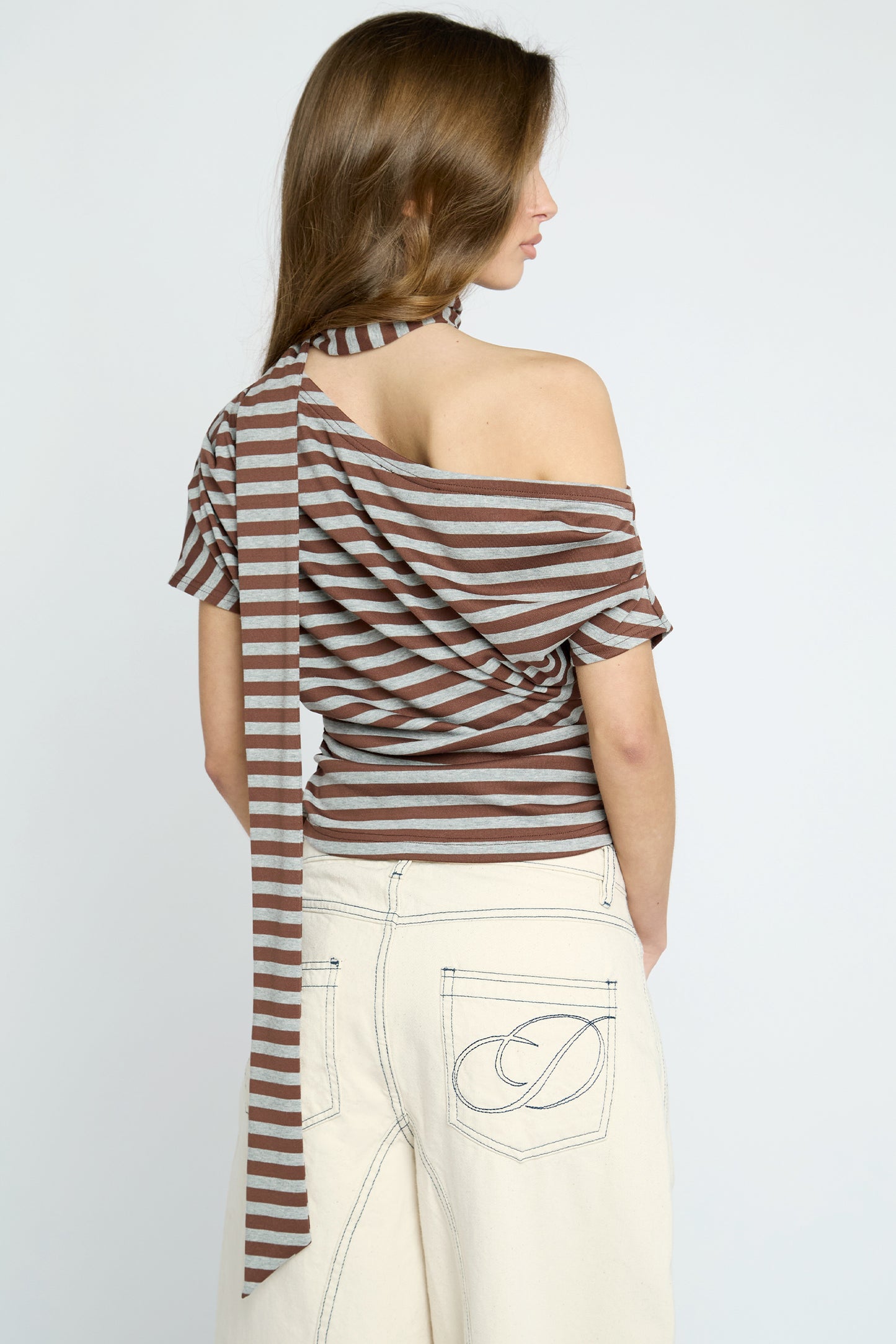Whipp Asymmetric Stripe Top & Scarf