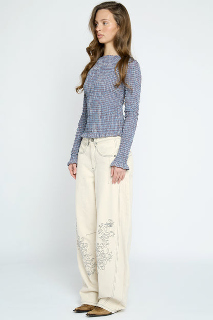Neve Shirred Long Sleeve Top